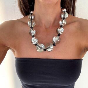 Statement Large Clear Beaded Necklace